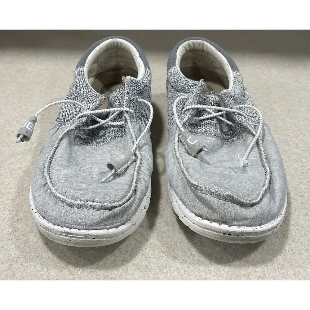 Hey Dude Men's Size 9 Wally -Tri Linen Grey Comfortable Casual Shoes